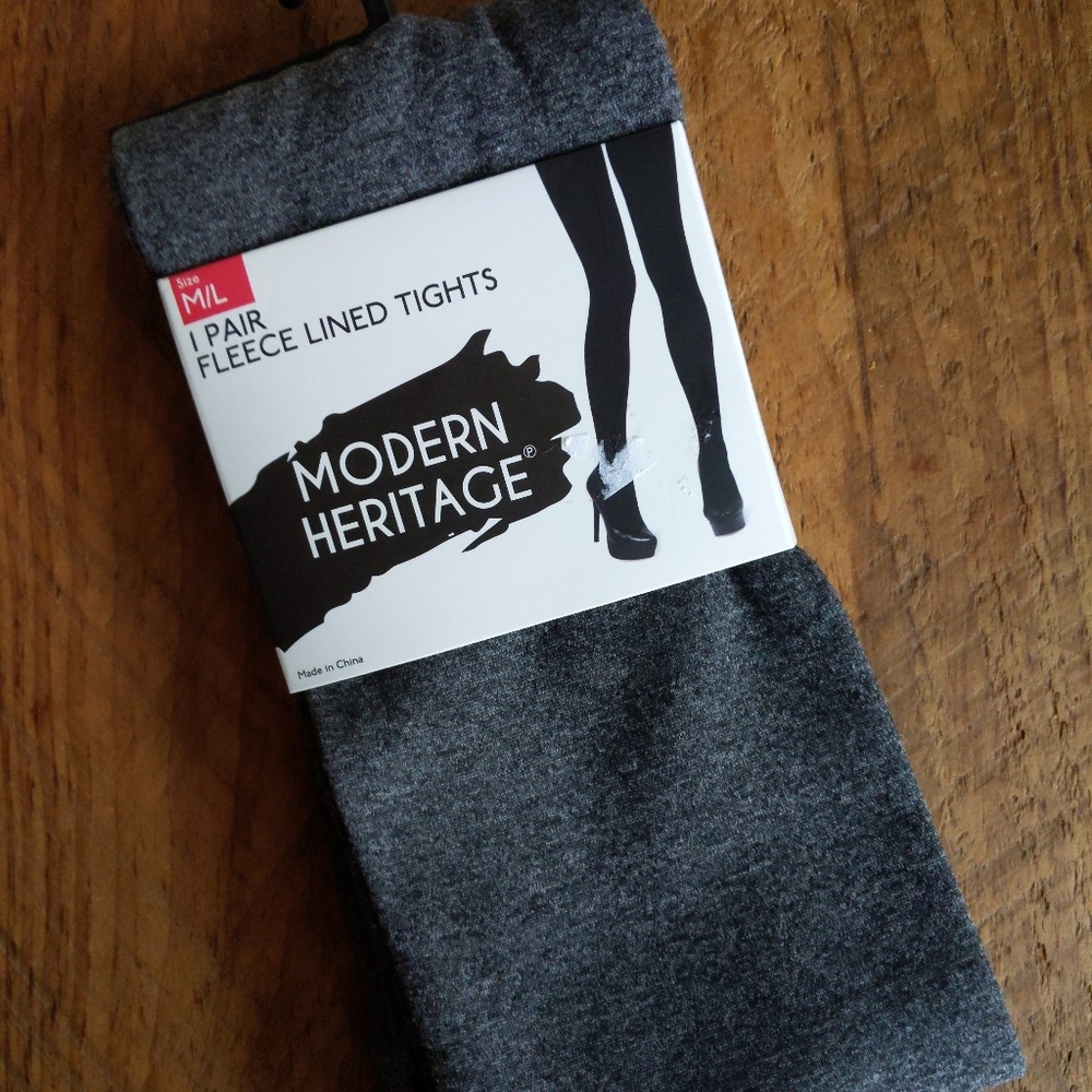 Gray Fleece Lined Tights - M/L